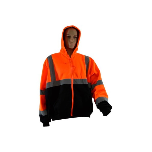Petra Roc Inc Petra Roc Hooded Sweatshirt W/Liner, ANSI Class 3, 2 Slash Pockets, Polar Fleece, Orange/Black, XL OBHSW-C3-XL - main